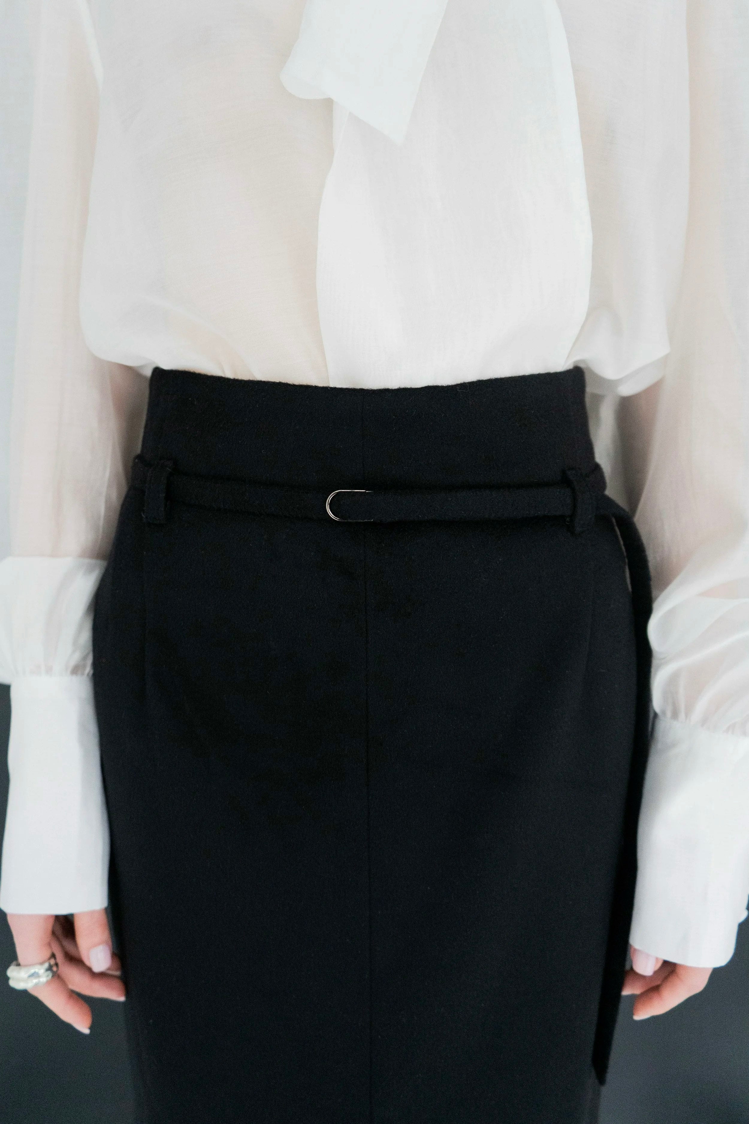 K M by LANGE Chernozem Pencil Cashmere Skirt - Black