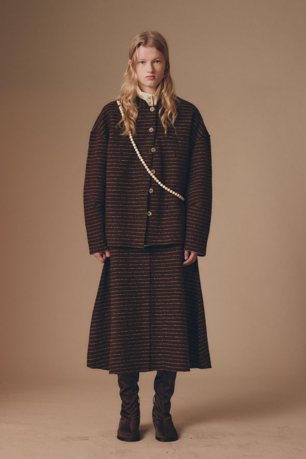 Rus Kumori Skirt - Chocolate Pinstripe