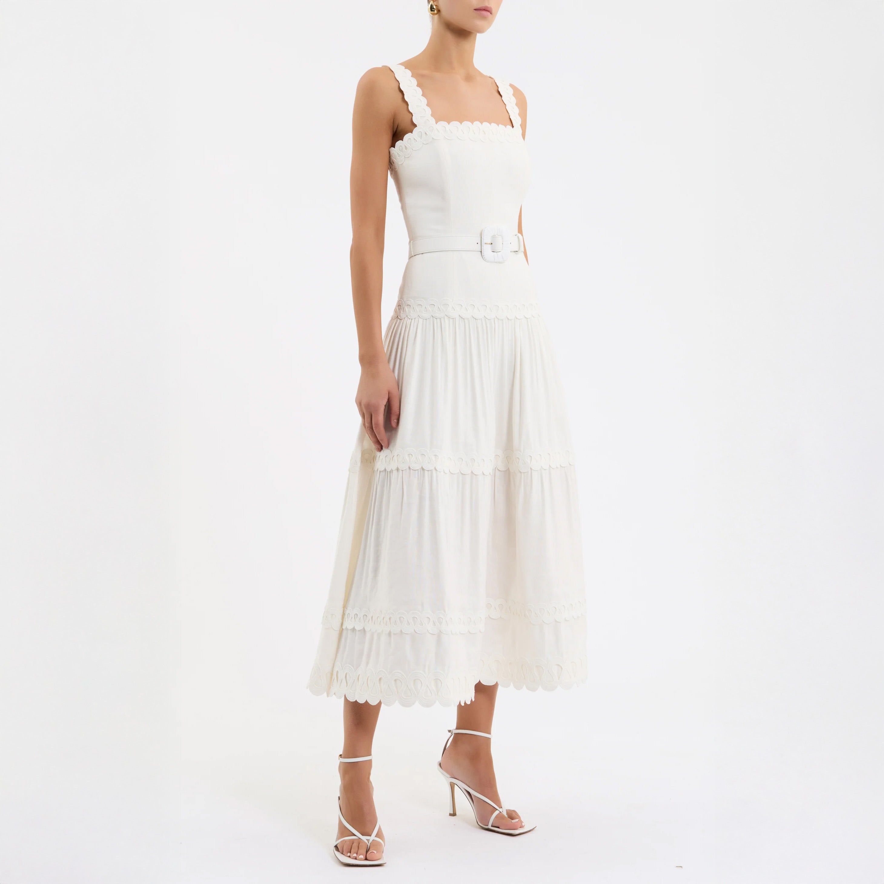 REBECCA VALLANCE Kahlia Midi Dress - White