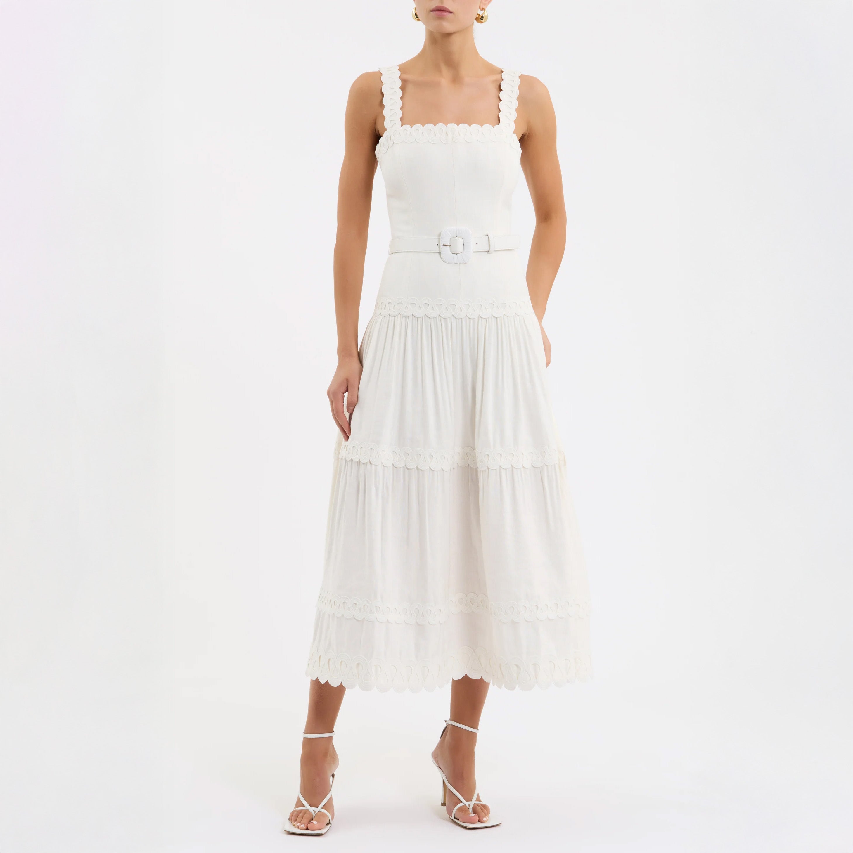 REBECCA VALLANCE Kahlia Midi Dress - White