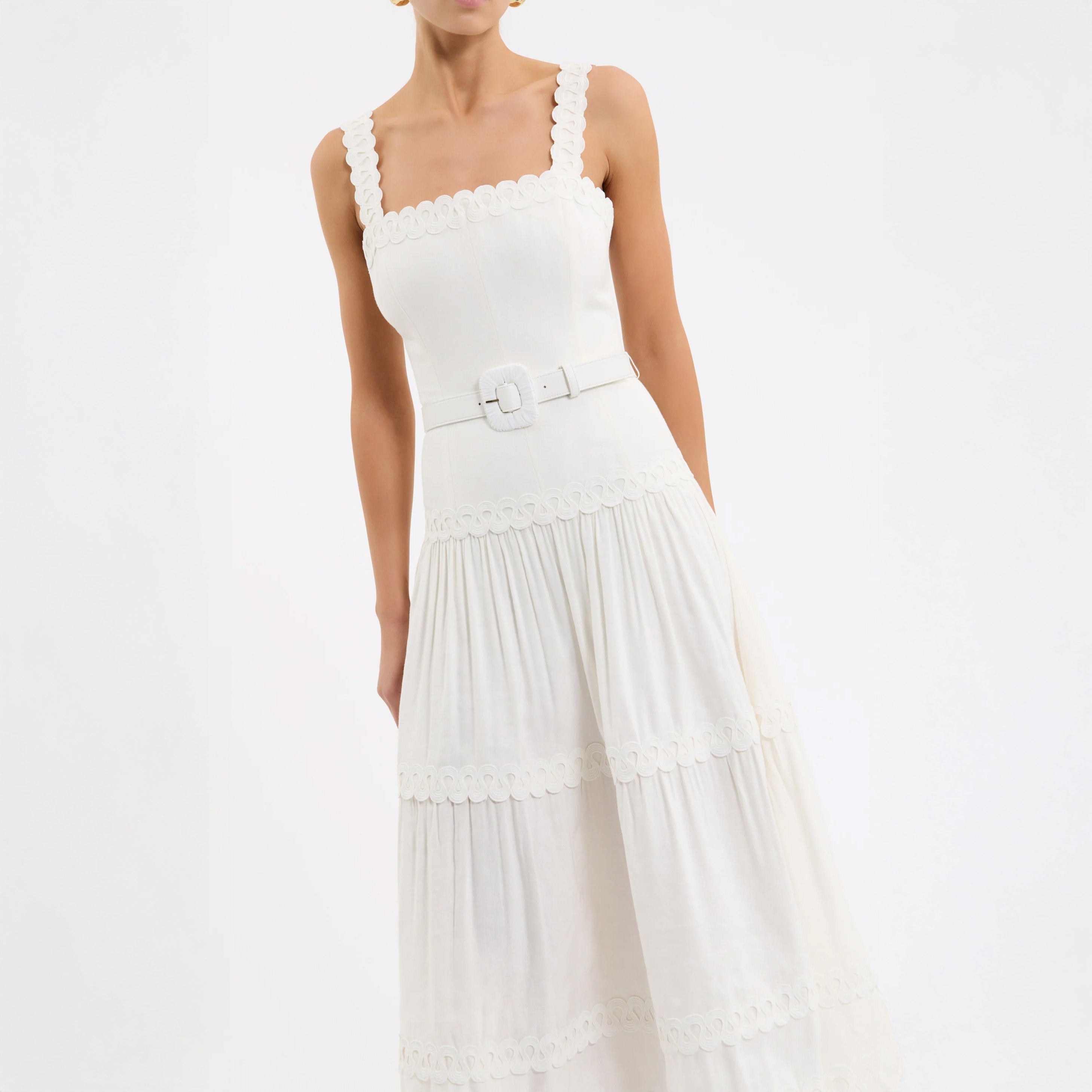 REBECCA VALLANCE Kahlia Midi Dress - White