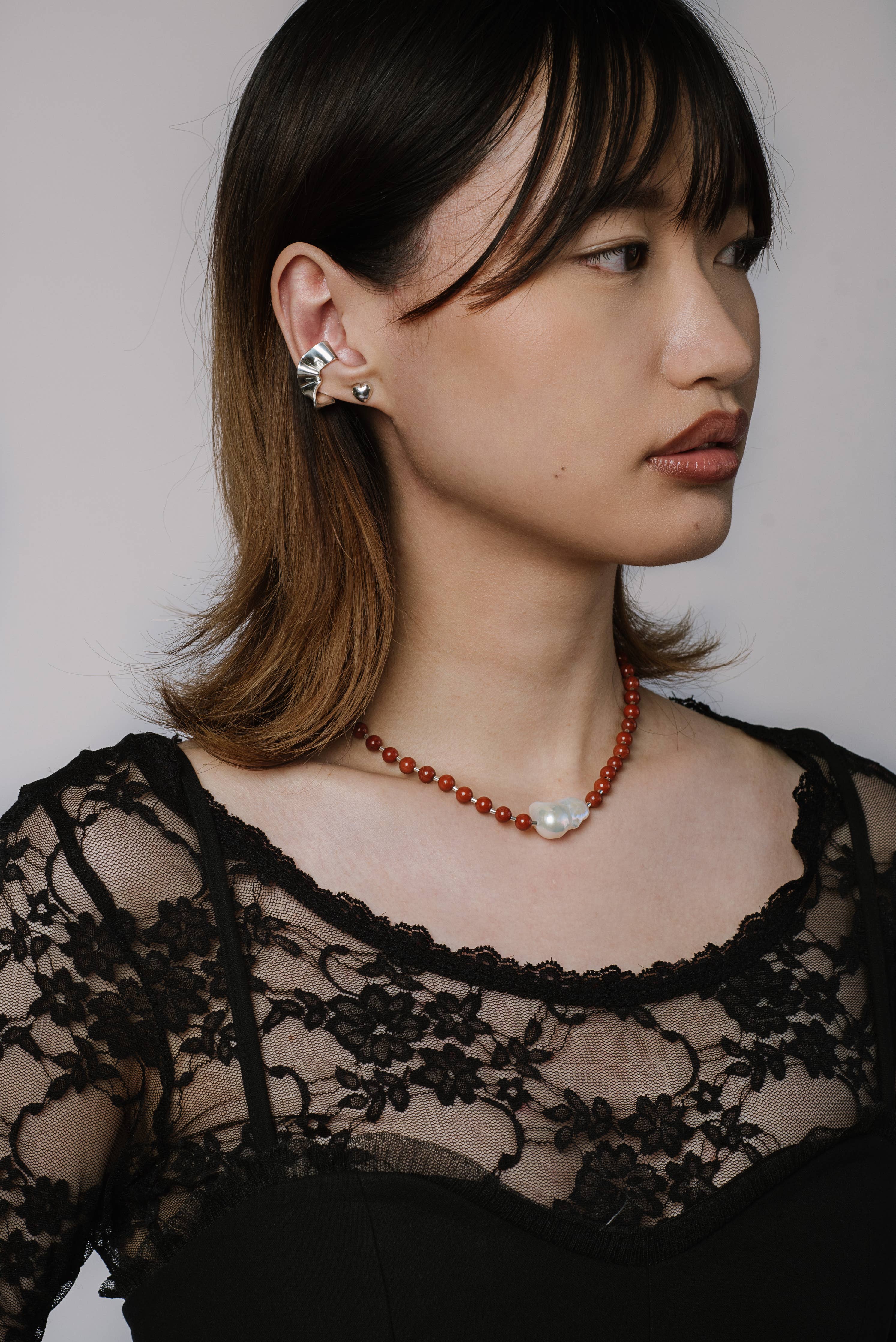 Kara Yoo Mila II Necklace with Fireball Pearl - Red Jasper