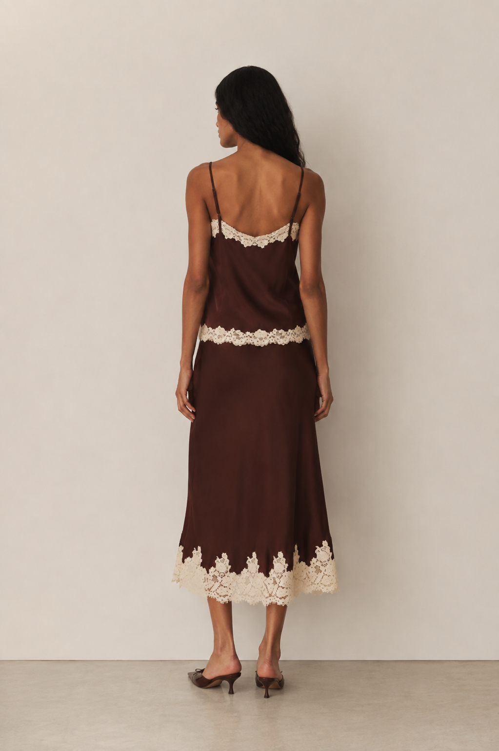 DÔEN Kira Top - Equestrian Brown With Cream Lace