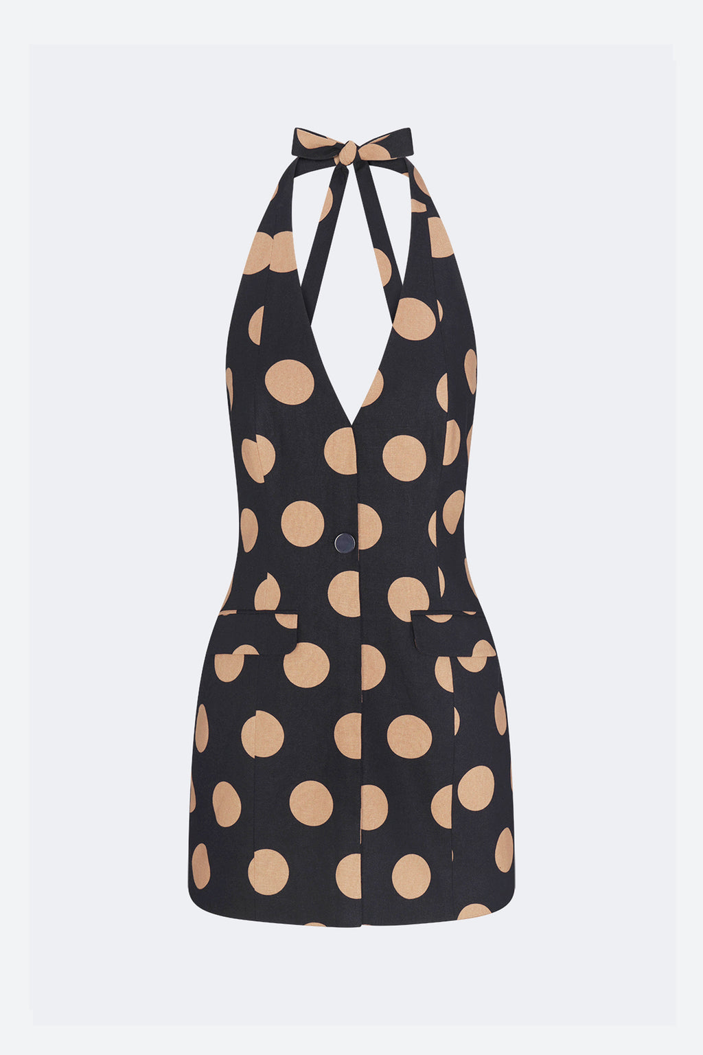 Simon Miller Kirra Linen Mini Dress - Black/Tan Polka Dot