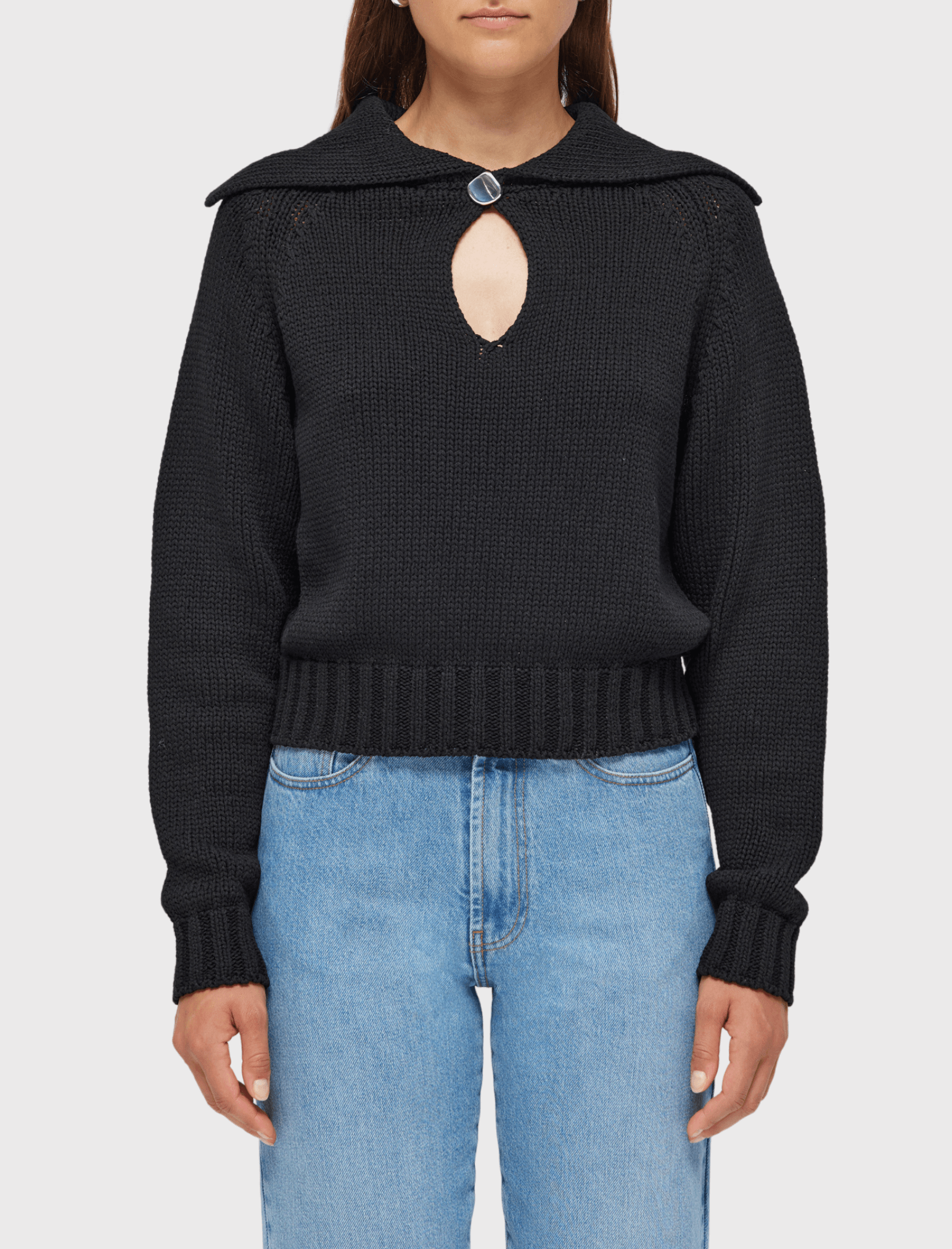 Róhe Knit Polo Pullover - Noir Black