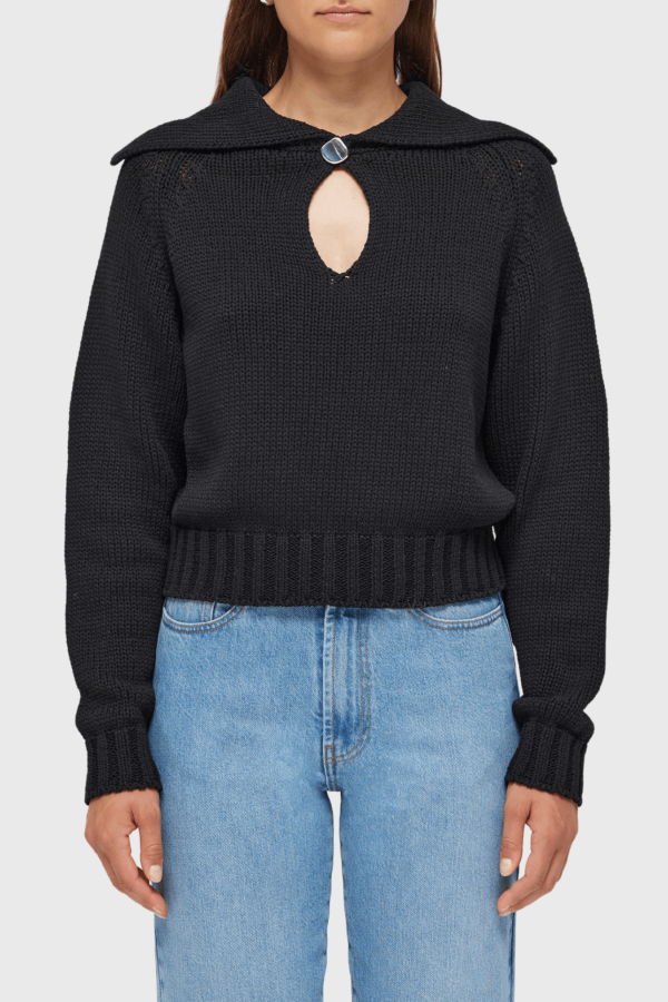 Róhe Knit Polo Pullover - Noir Black