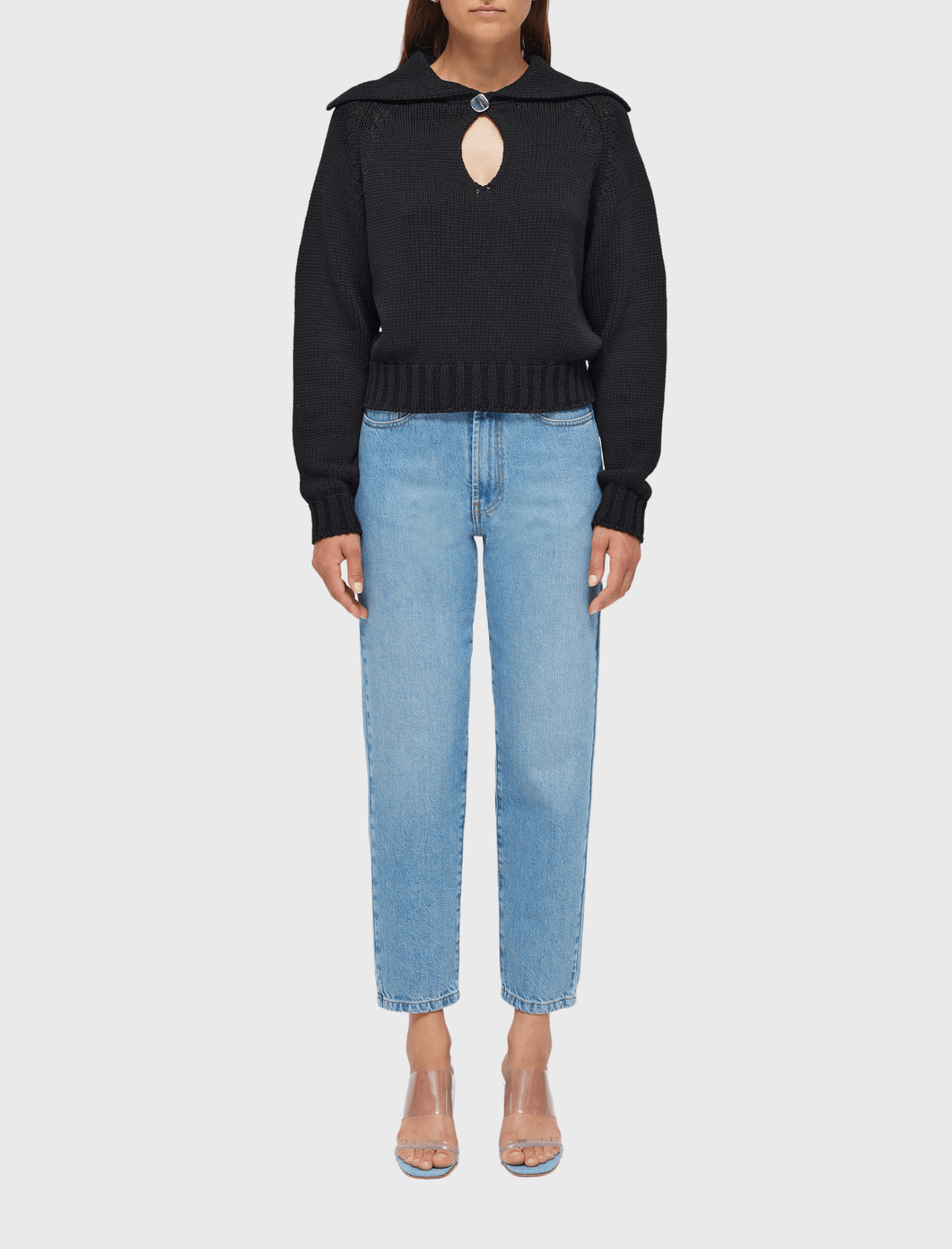 Róhe Knit Polo Pullover - Noir Black