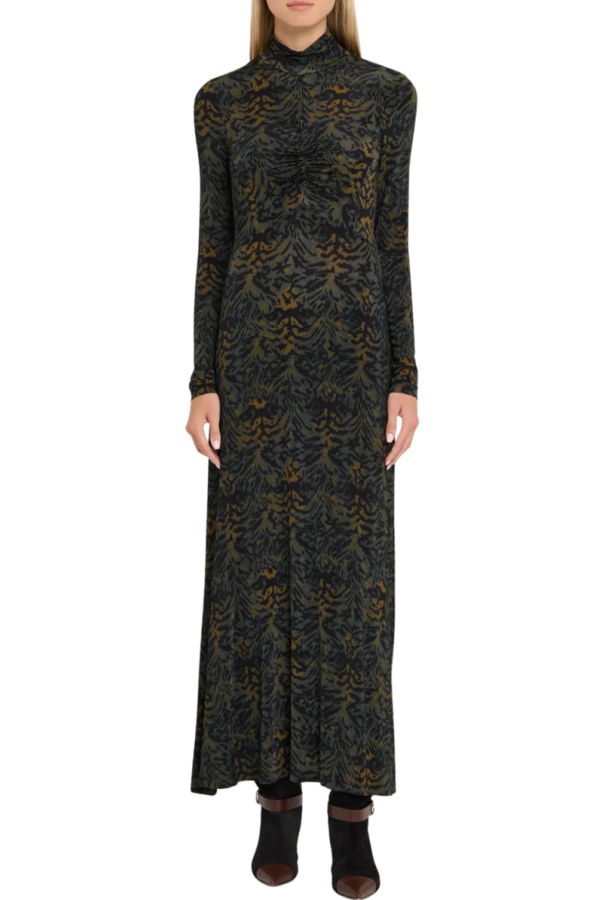 Ulla Johnson Koa Jersey Ruched Front Turtleneck Dress
