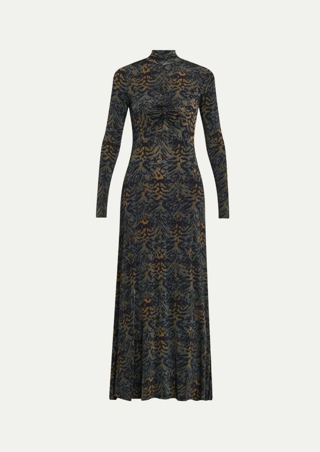 Ulla Johnson Koa Jersey Ruched Front Turtleneck Dress