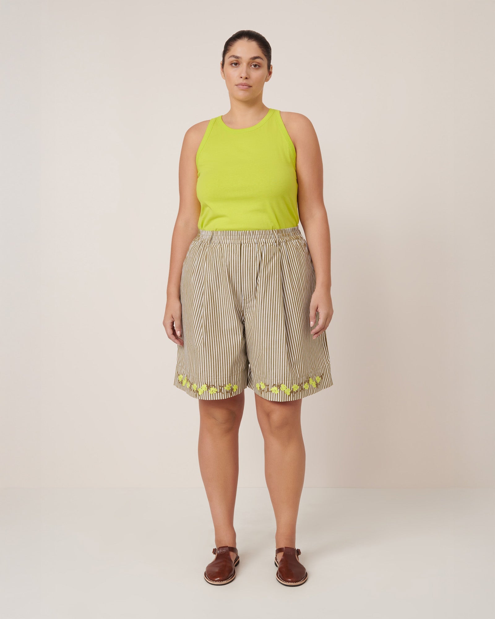 Kowtow Wildflower Shorts - Treetop Stripe
