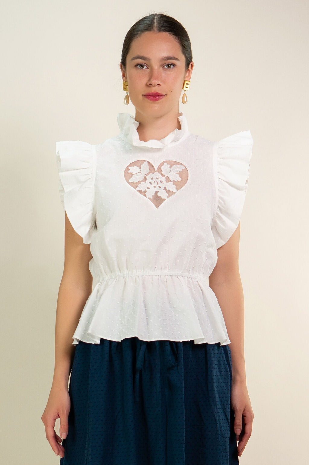 Kristinit White Heart "Sirsna" Top