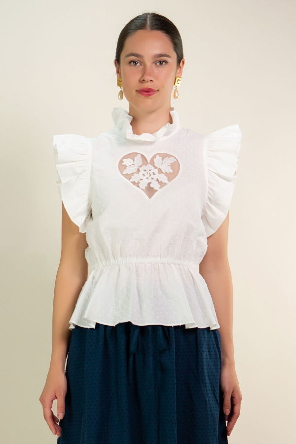 Kristinit White Heart "Sirsna" Top