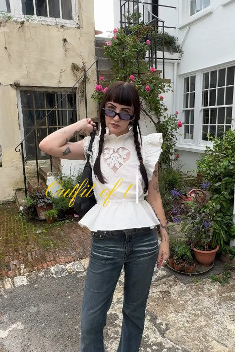 Kristinit White Heart "Sirsna" Top