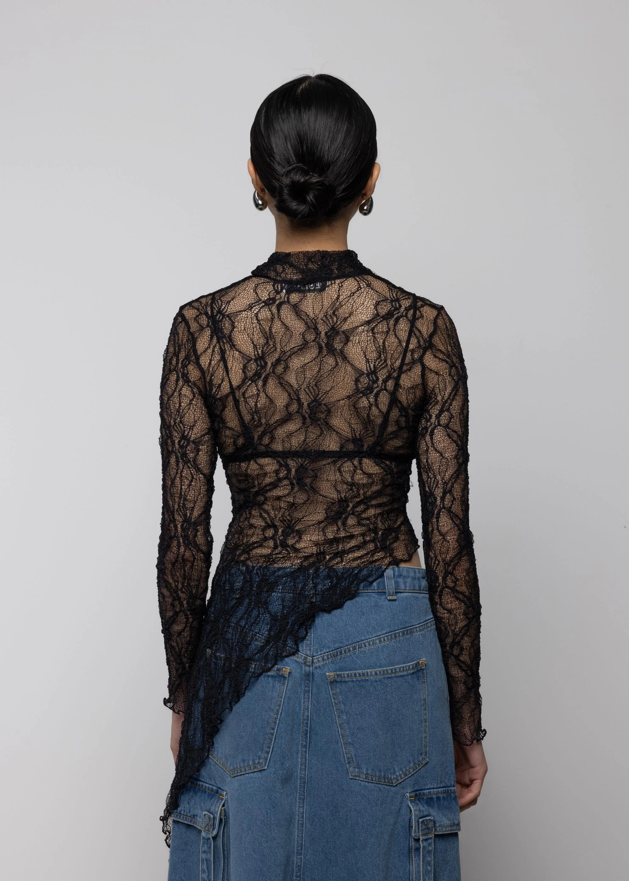 Esthé Lace Asymmetric High Neck Dress