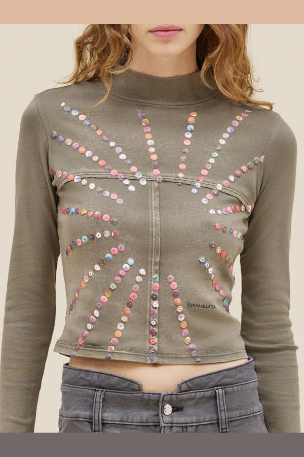 ECKHAUS LATTA Lapped Baby Turtleneck Top