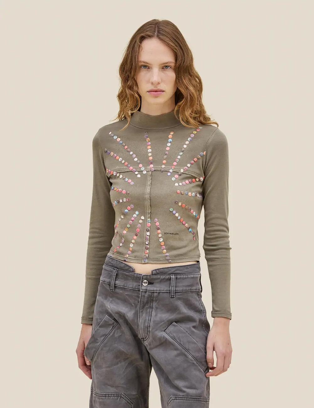 ECKHAUS LATTA Lapped Baby Turtleneck Top