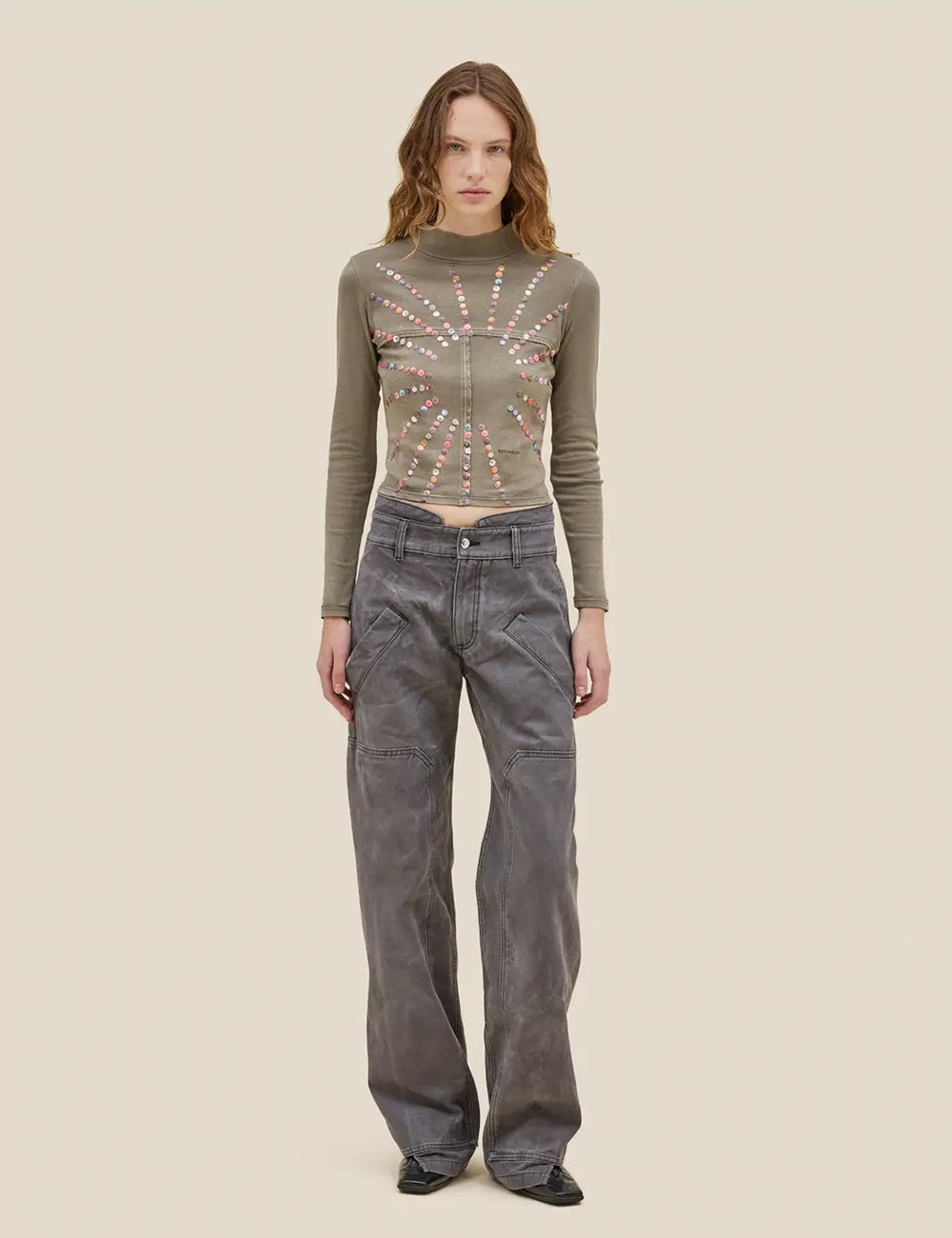 ECKHAUS LATTA Lapped Baby Turtleneck Top