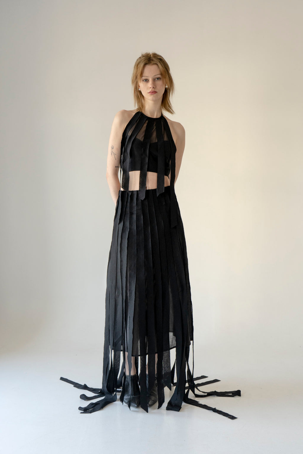 K M by L A N G E Lapsha Linen Top - Black