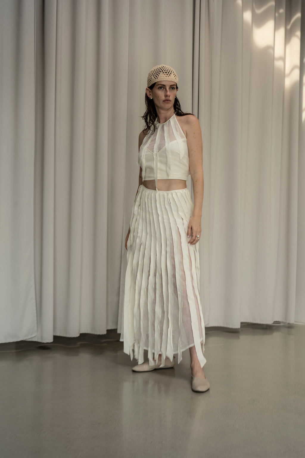 K M by L A N G E Lapsha Linen Skirt - White