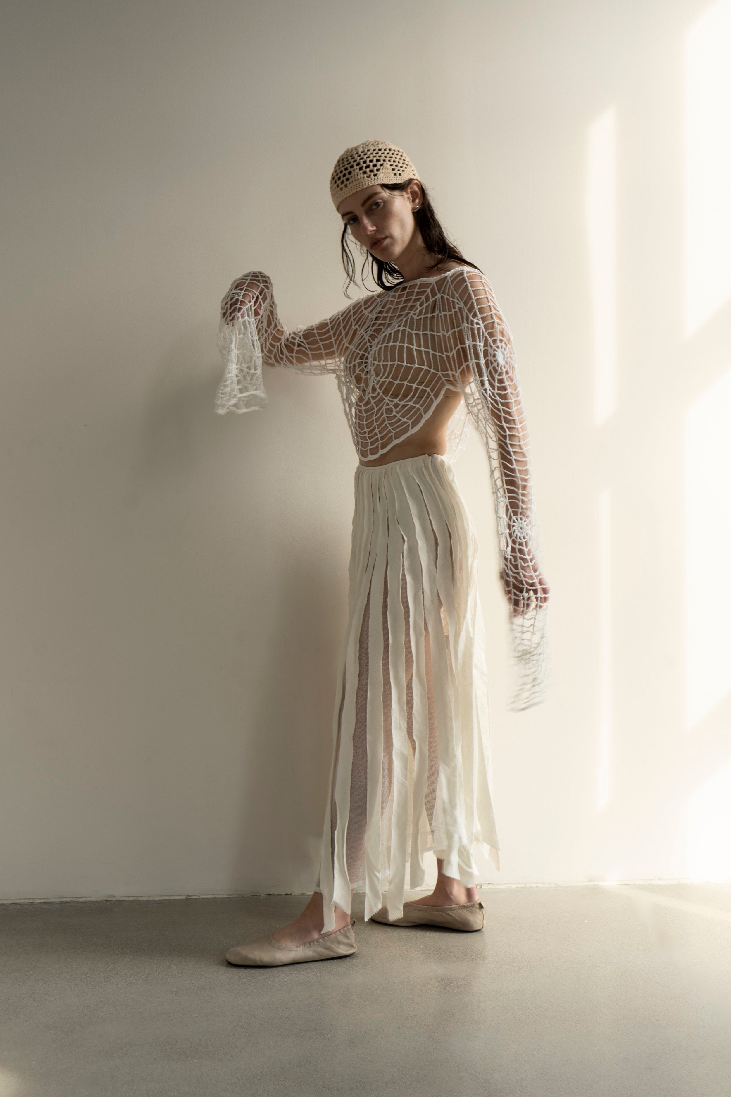 K M by L A N G E Lapsha Linen Skirt - White