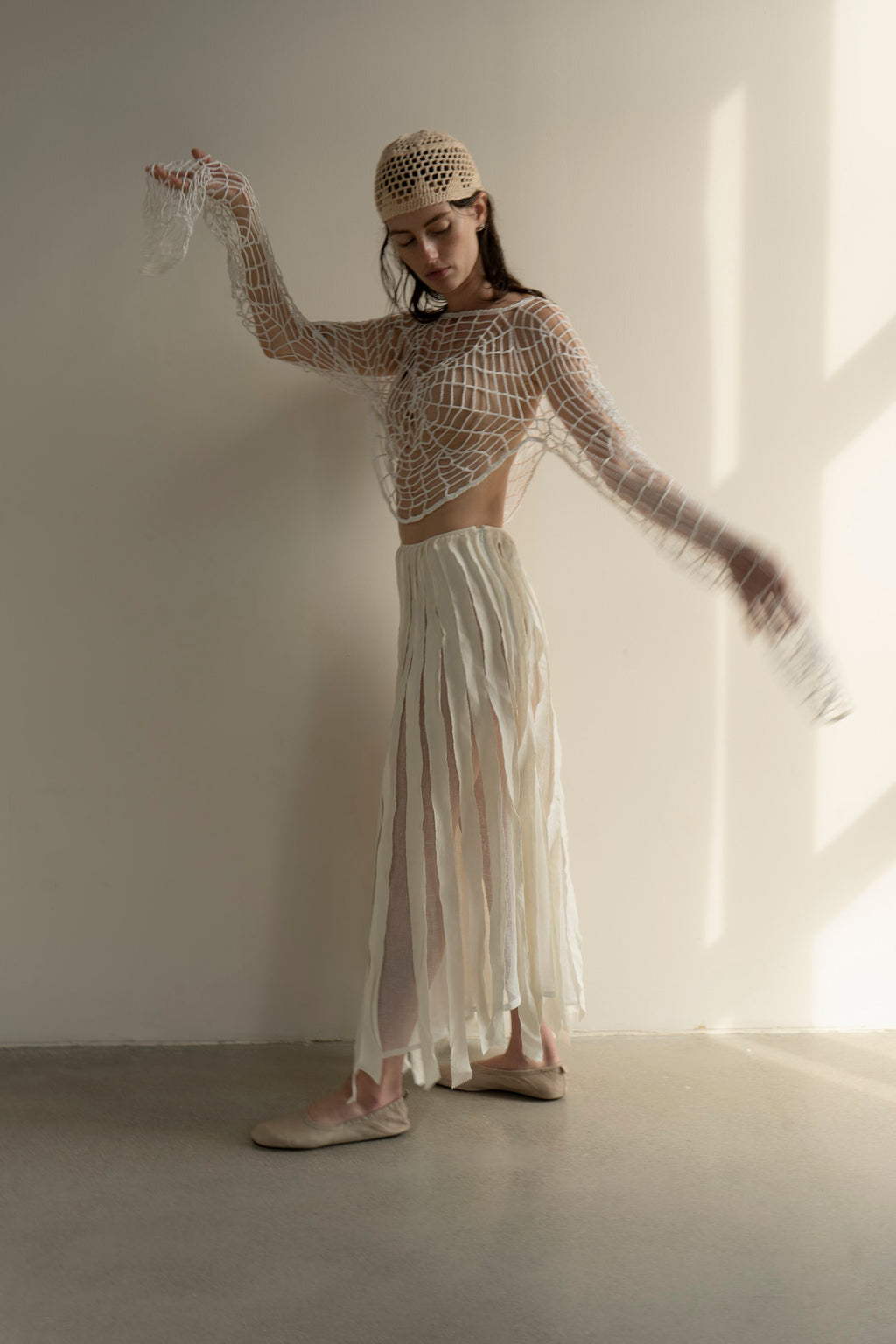 K M by L A N G E Lapsha Linen Skirt - White