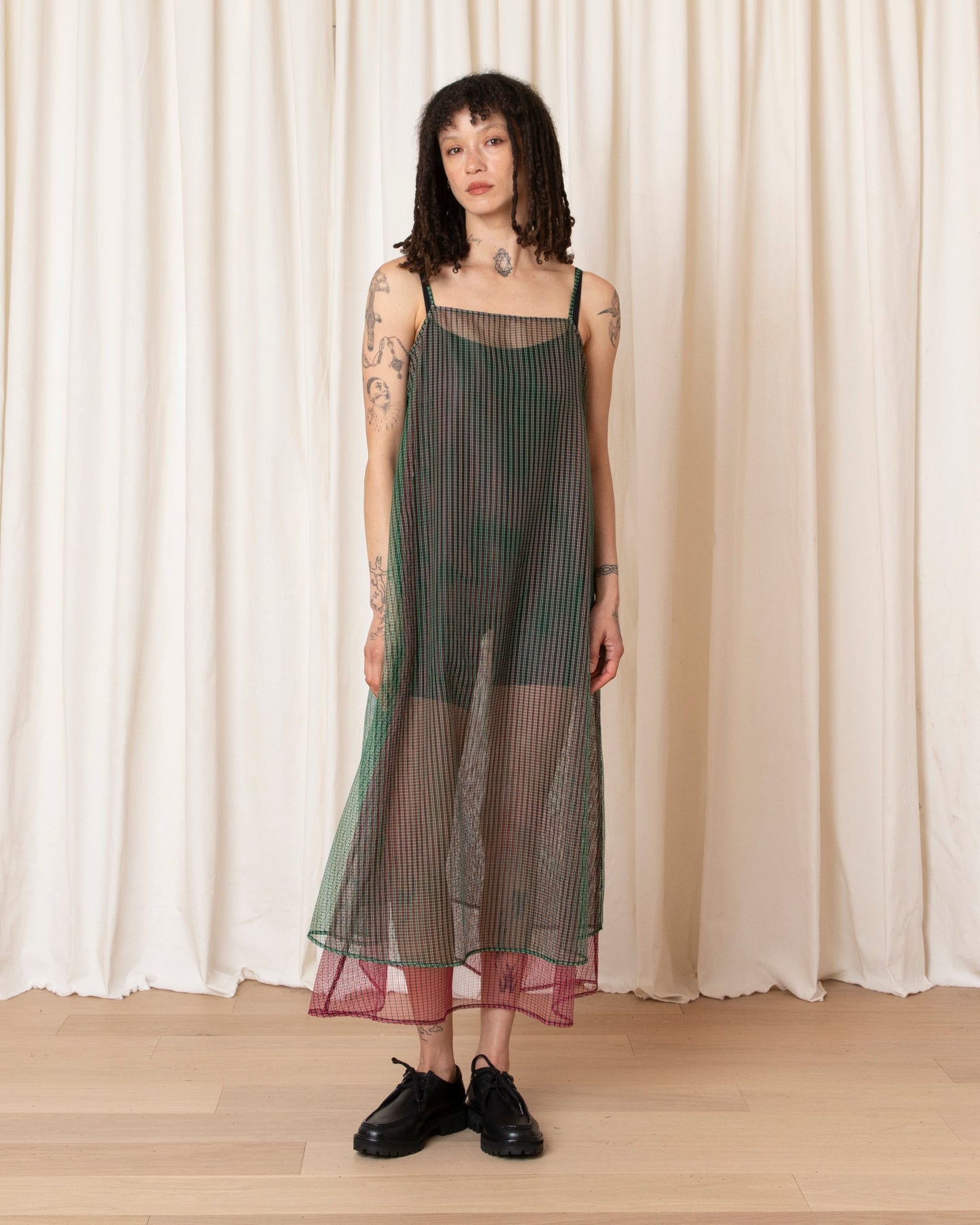Ali Golden Layered Square Neck Full Dress