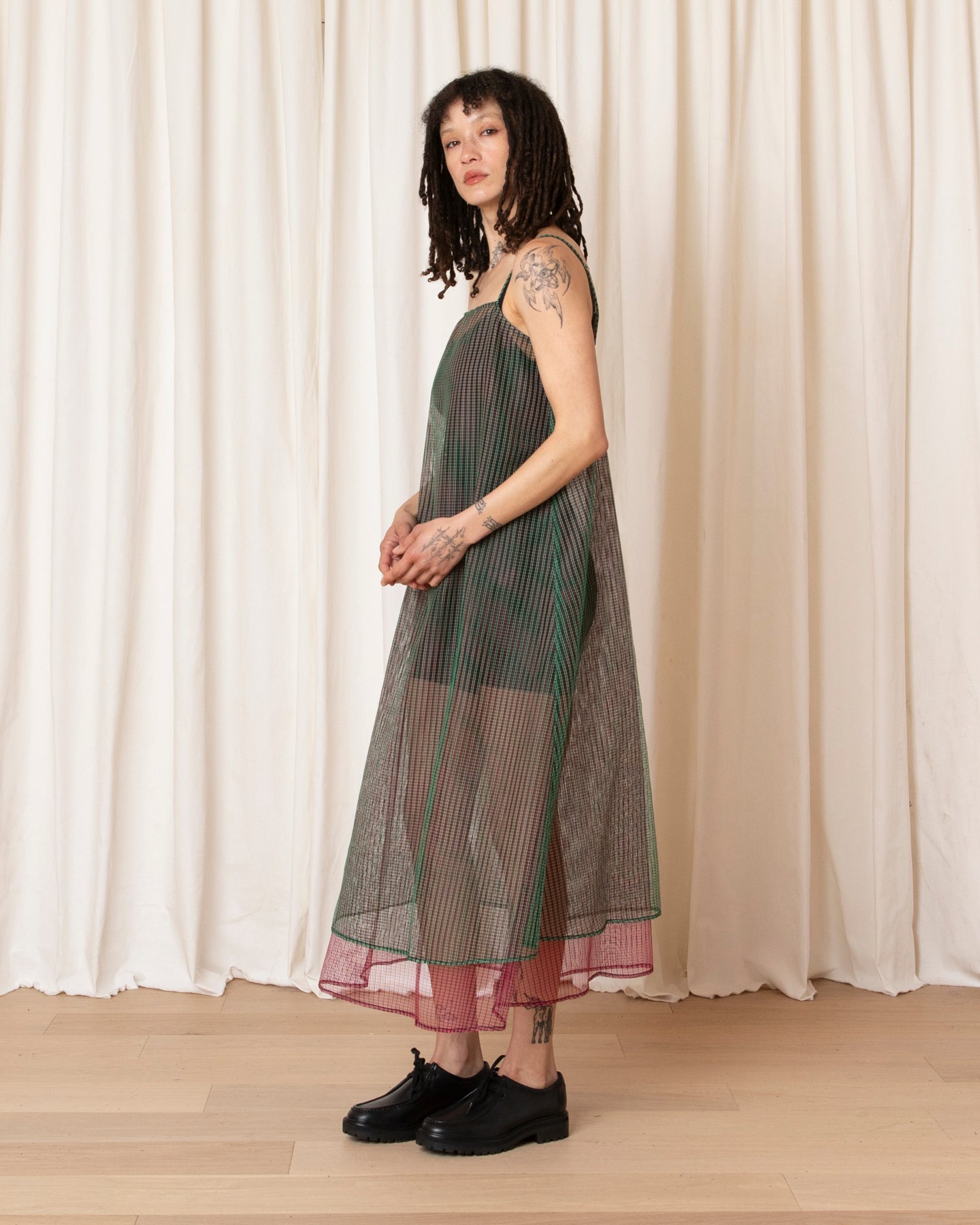 Ali Golden Layered Square Neck Full Dress