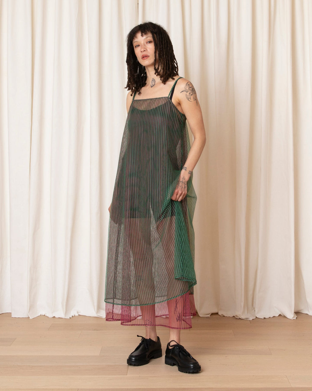 Ali Golden Layered Square Neck Full Dress