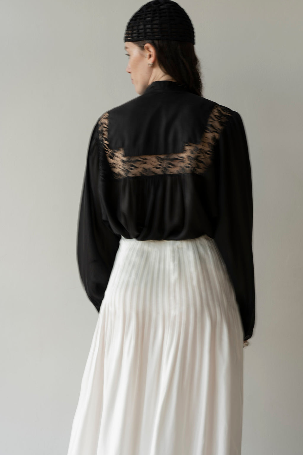 K M by L A N G E Lina Kostenko Poet Lace Blouse  - Black