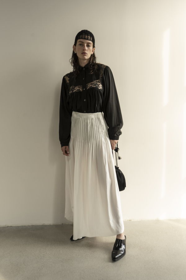 K M by L A N G E Lina Kostenko Poet Lace Blouse  - Black