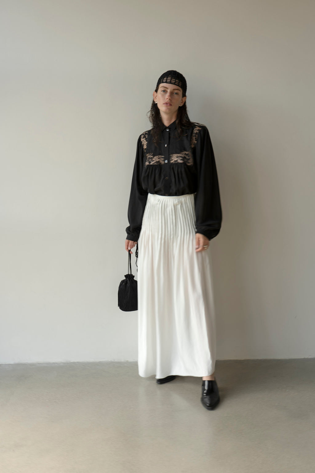 K M by L A N G E Lina Kostenko Poet Lace Blouse  - Black