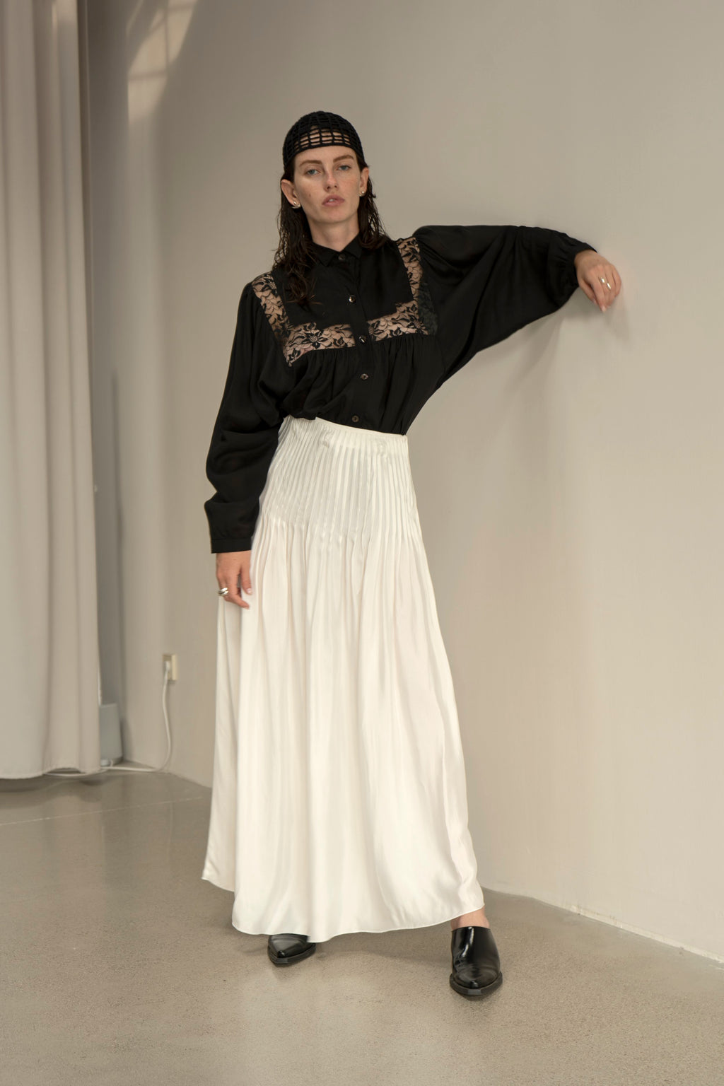 K M by L A N G E Lina Kostenko Poet Lace Blouse  - Black