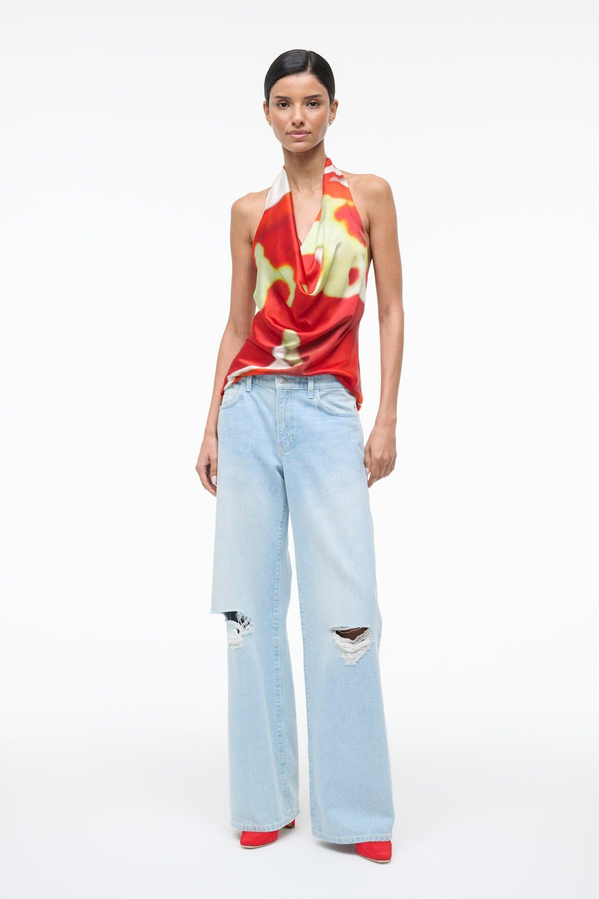 Staud Liora Silk Top - Red Zone