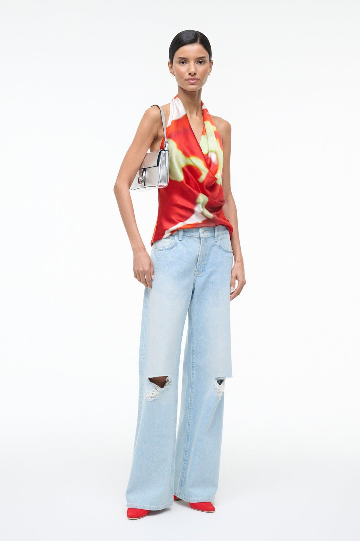 Staud Liora Silk Top - Red Zone