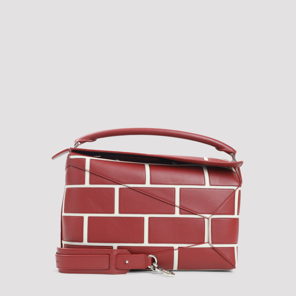 LOEWE Puzzle Edge Large Brick Bag - Burnt Red