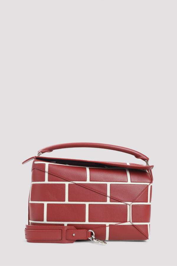 LOEWE Puzzle Edge Large Brick Bag - Burnt Red