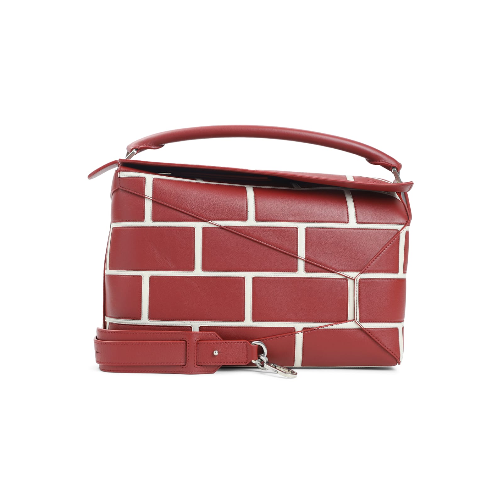 LOEWE Puzzle Edge Large Brick Bag - Burnt Red