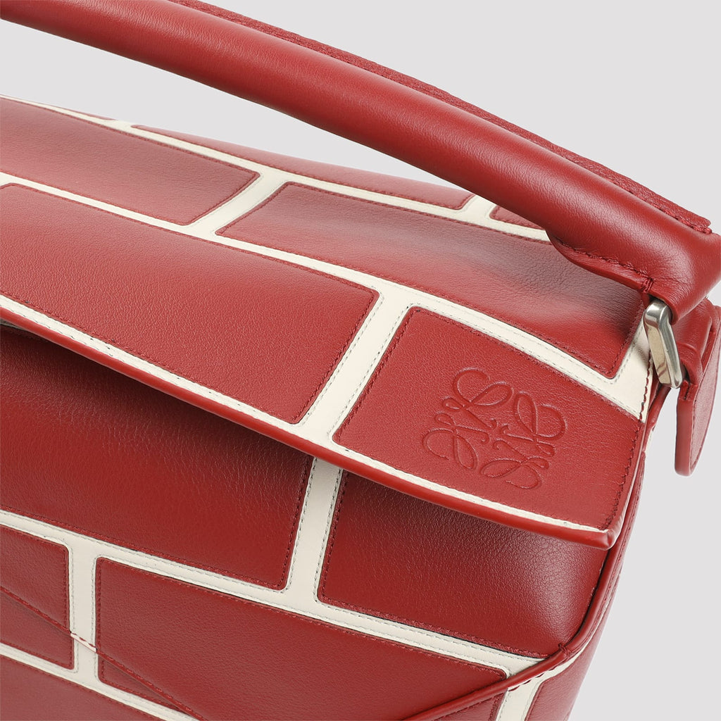 LOEWE Puzzle Edge Large Brick Bag - Burnt Red