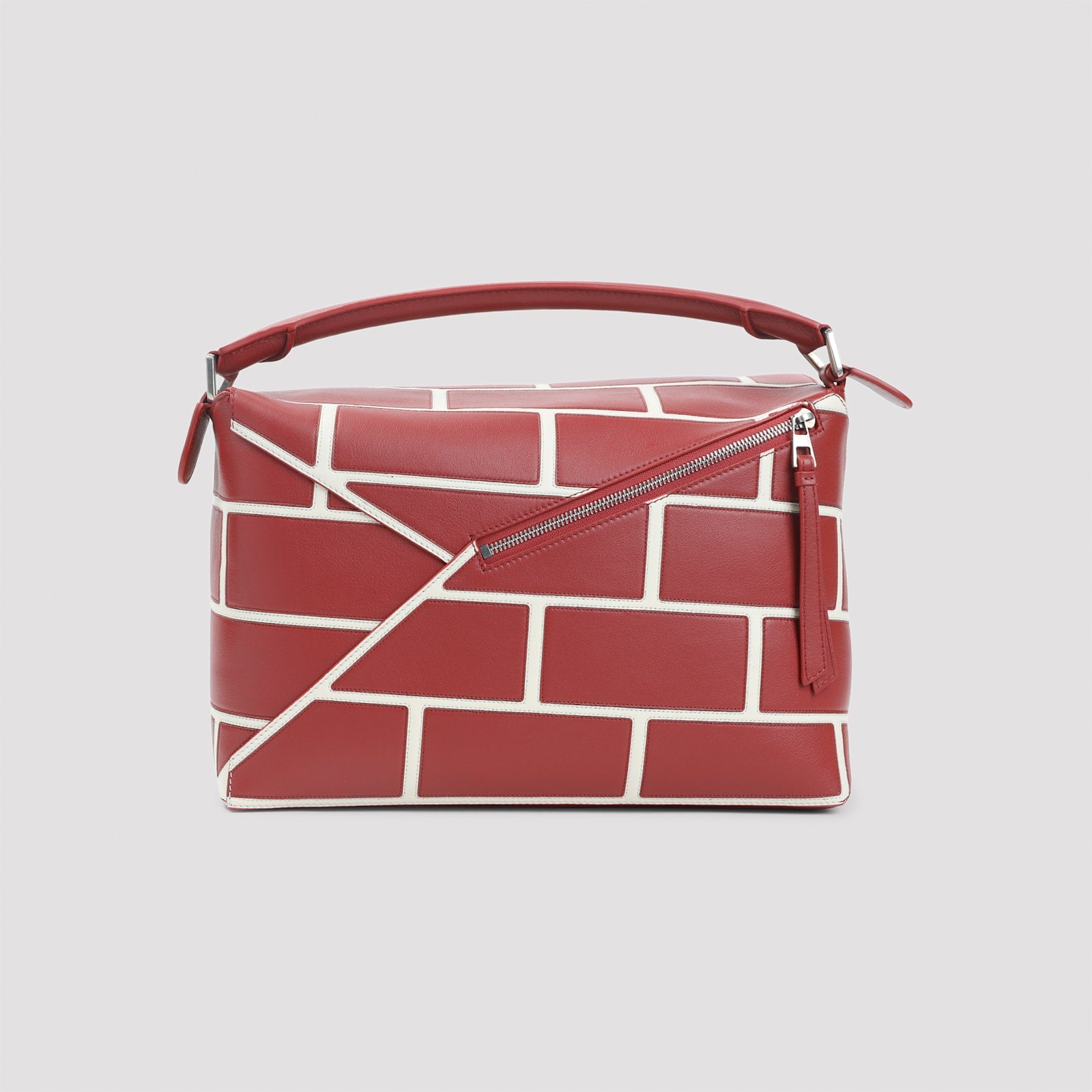 LOEWE Puzzle Edge Large Brick Bag - Burnt Red