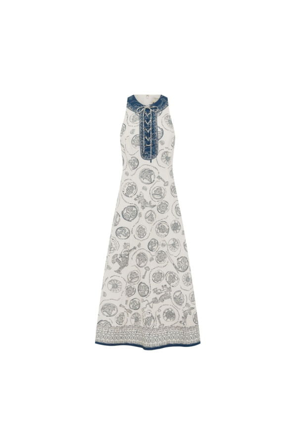 ALÉMAIS Lucky Lace Up Midi Dress - Ivory