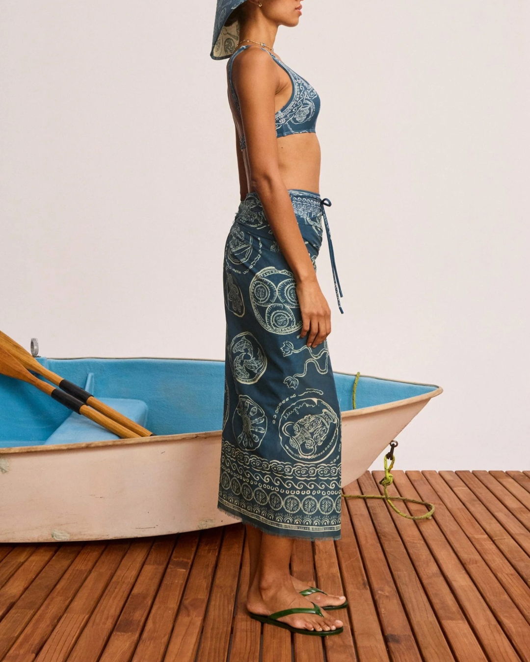 ALÉMAIS Lucky Square Neck Bikini Top - Blue