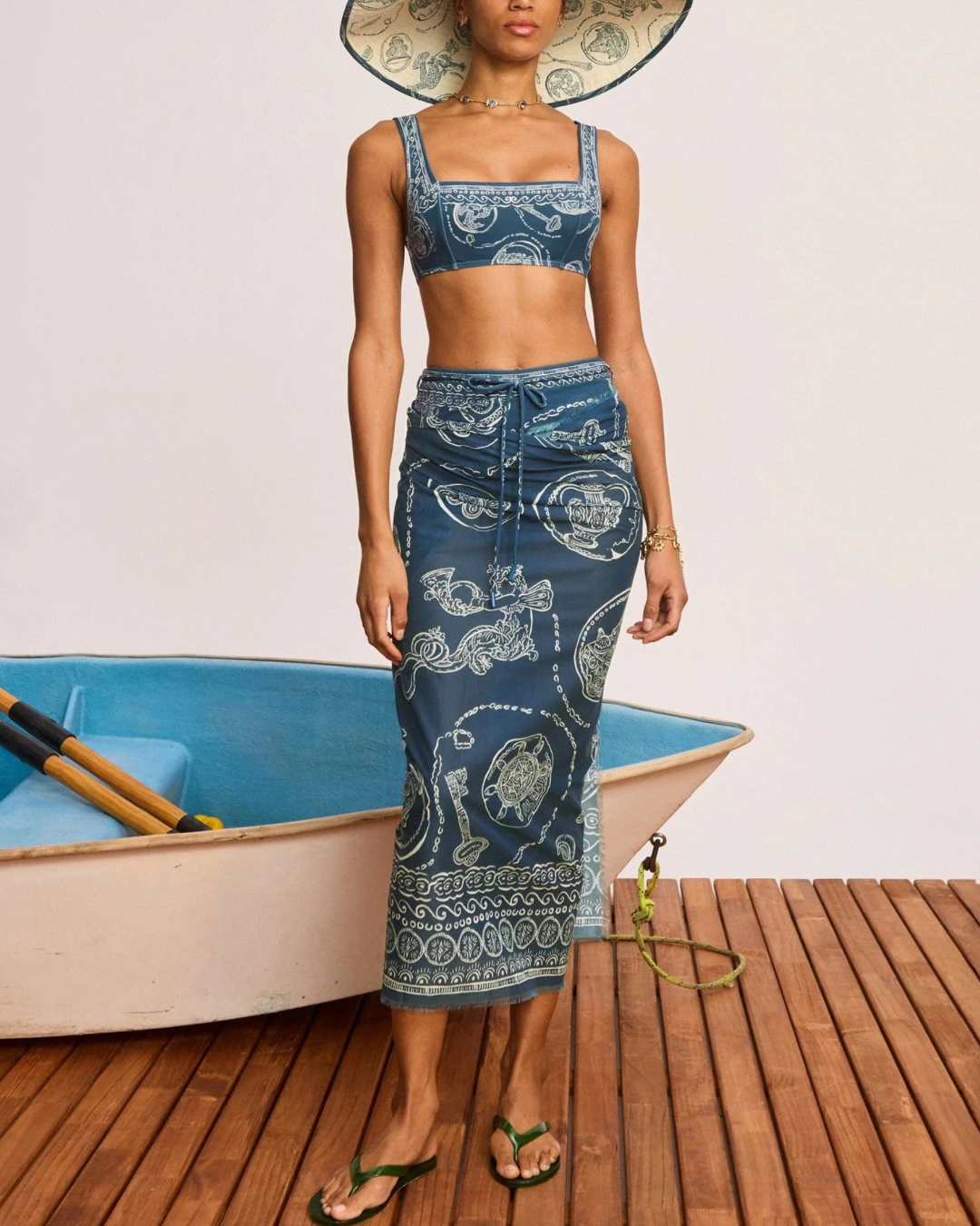 ALÉMAIS Lucky Square Neck Bikini Top - Blue