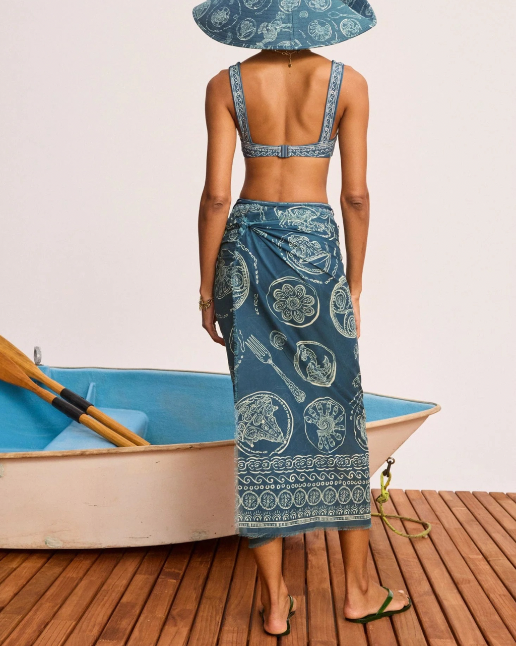 ALÉMAIS Lucky Square Neck Bikini Top - Blue
