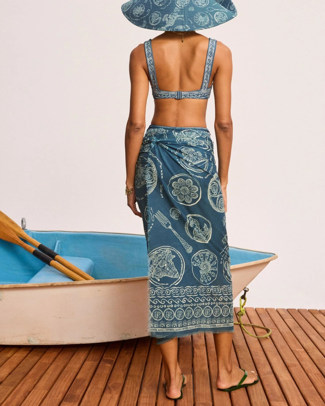 ALÉMAIS Lucky Square Neck Bikini Top - Blue