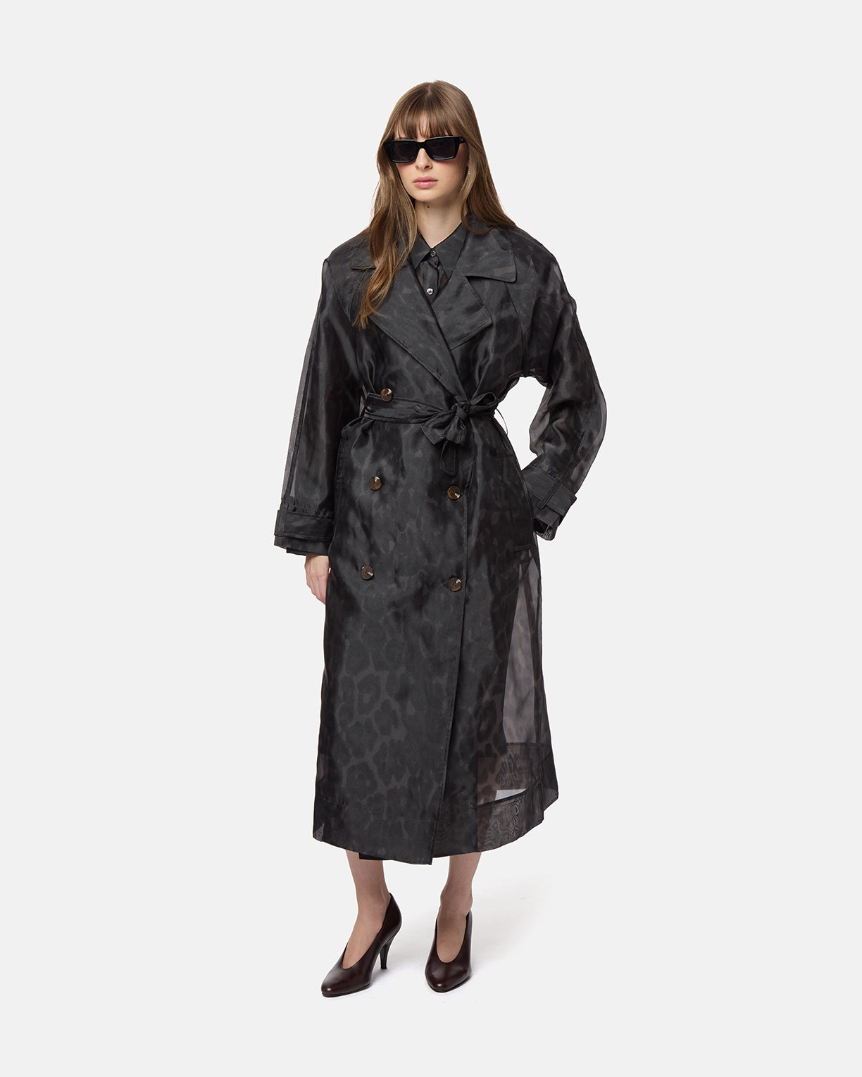 APPARIS Lana Organza Leopard Trench Coat