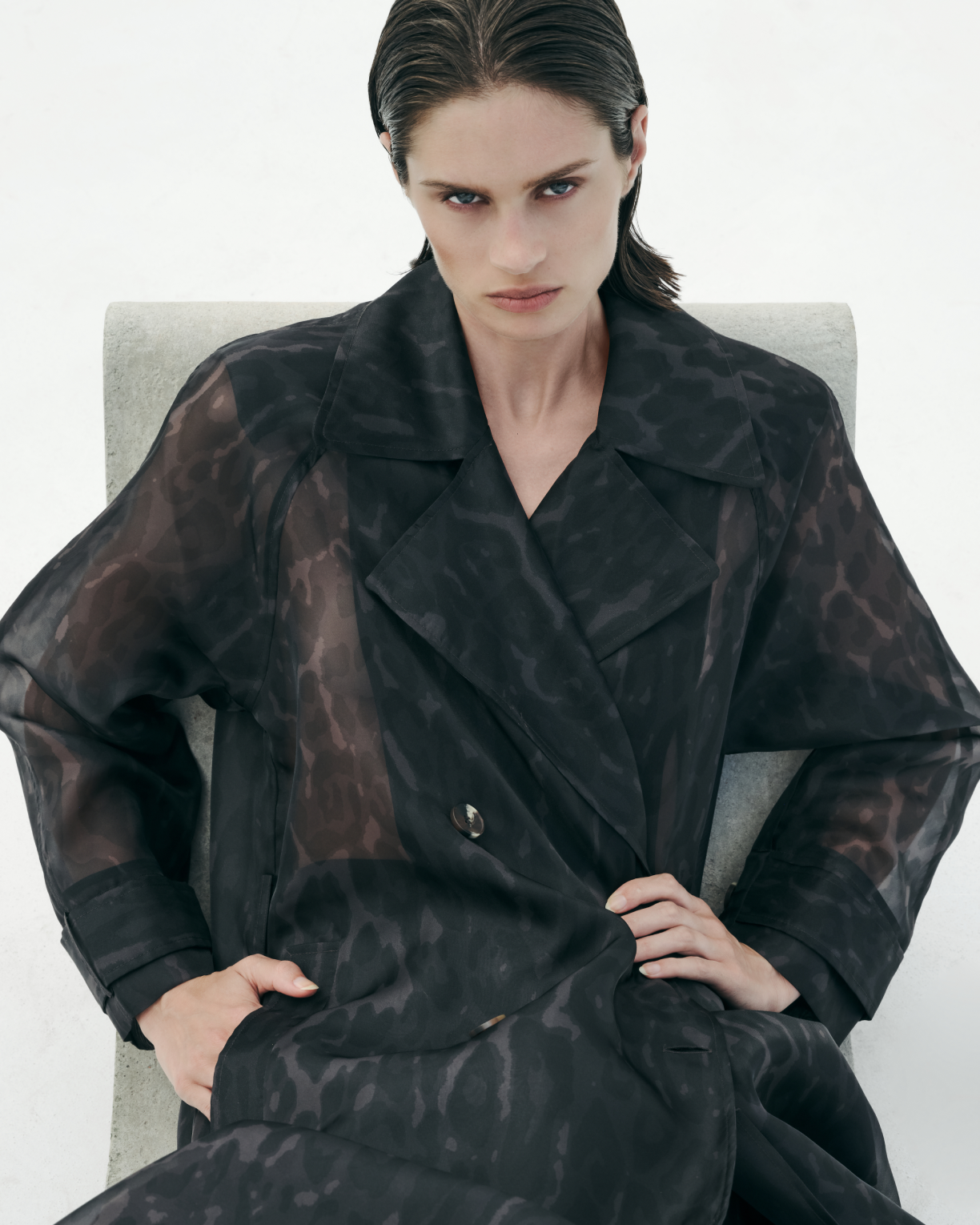 APPARIS Lana Organza Leopard Trench Coat