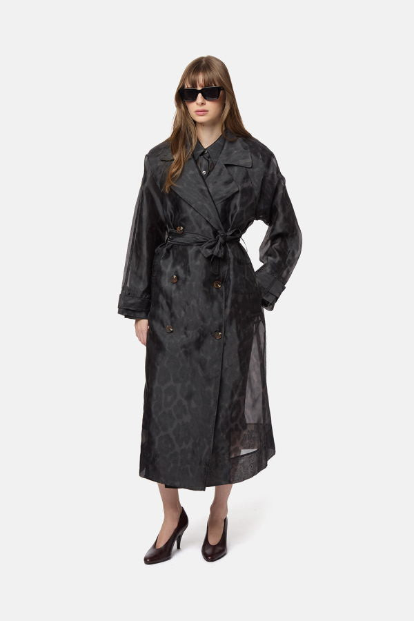 APPARIS Lana Organza Leopard Trench Coat