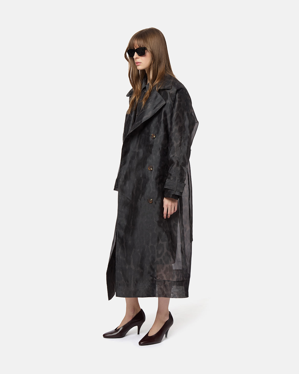 APPARIS Lana Organza Leopard Trench Coat