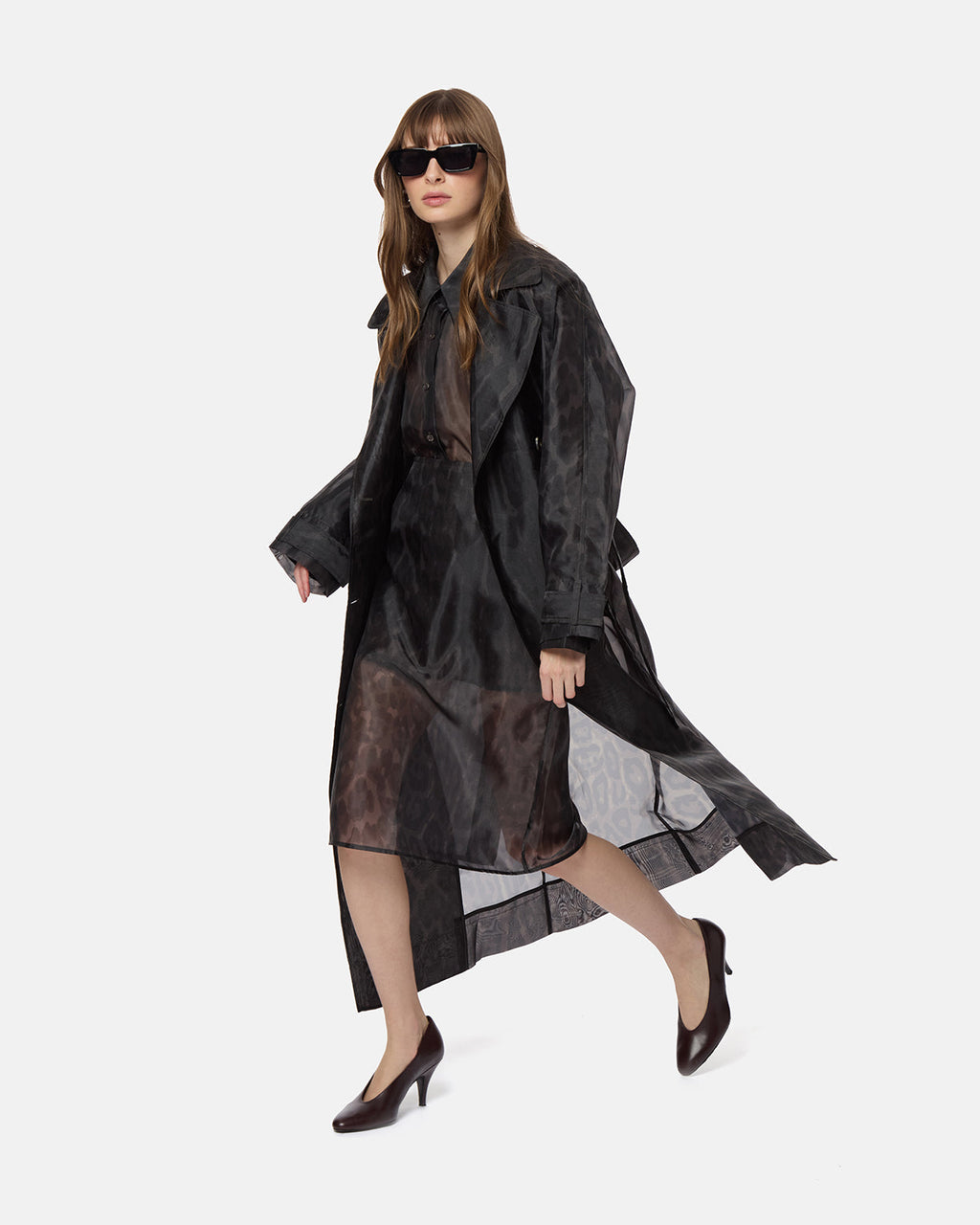 APPARIS Lana Organza Leopard Trench Coat