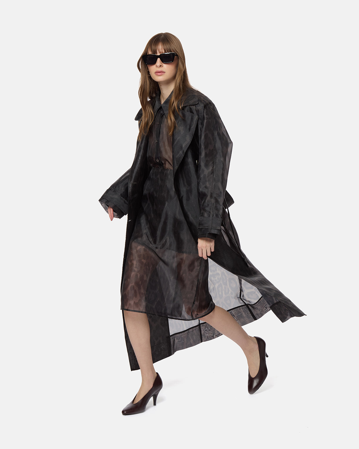 APPARIS Lana Organza Leopard Trench Coat
